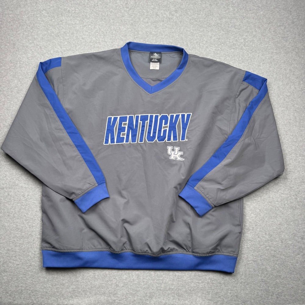 Knights Apparel Kentucky Wildcats V-Neck Windshirt Gray Blue Mens XL